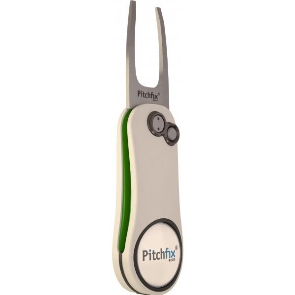 Pitchfix Hybrid 2.0 golf pitchfork + ballmarker, white/green