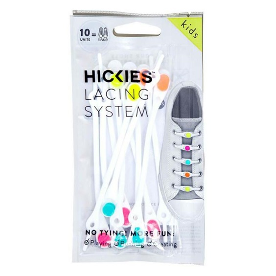 Hickies (10ks) - bílá/barevná elastyczne sznurówki dla dzieci, sprinkles