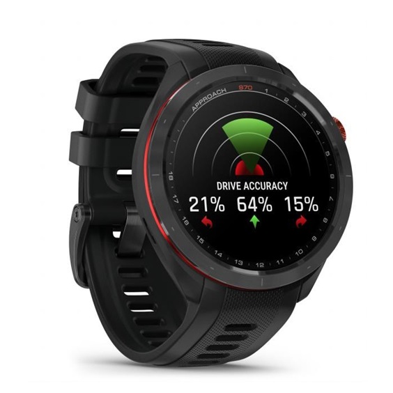 Garmin Approach S70 47 mm GPS zegarek golfowy, czarna ceramiczna luneta/czarny pasek silikonowy