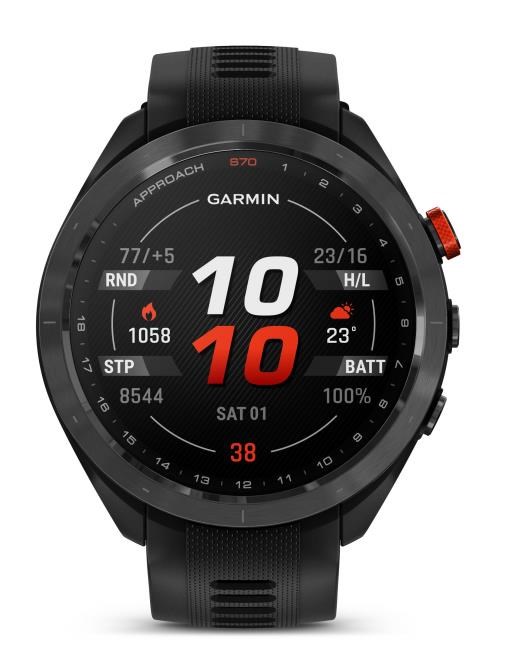 Garmin Approach S70 47 mm GPS zegarek golfowy, czarna ceramiczna luneta/czarny pasek silikonowy