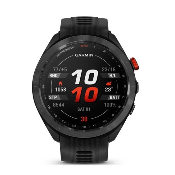 Garmin Approach S70 47 mm GPS zegarek golfowy, czarna ceramiczna luneta/czarny pasek silikonowy