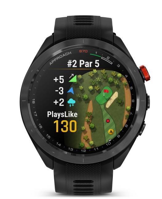 Garmin Approach S70 47 mm GPS zegarek golfowy, czarna ceramiczna luneta/czarny pasek silikonowy