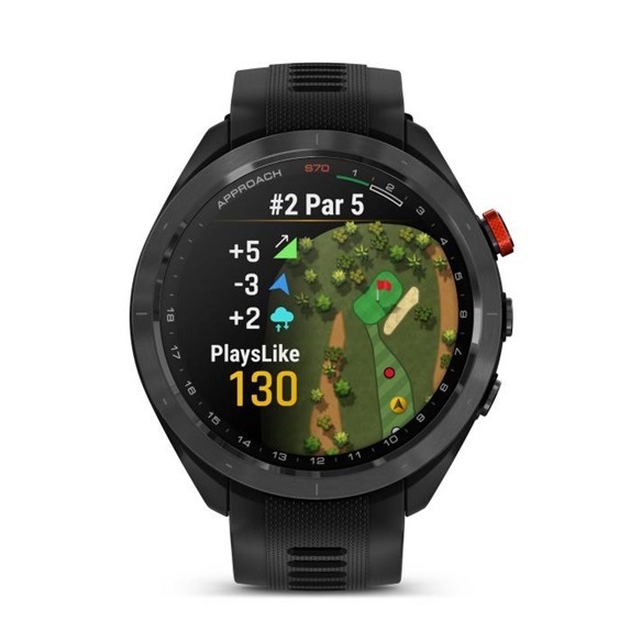 Garmin Approach S70 47 mm GPS zegarek golfowy, czarna ceramiczna luneta/czarny pasek silikonowy