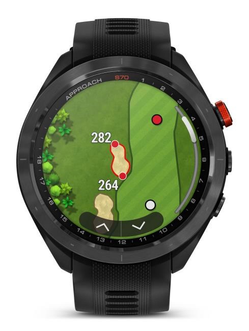 Garmin Approach S70 47 mm GPS zegarek golfowy, czarna ceramiczna luneta/czarny pasek silikonowy