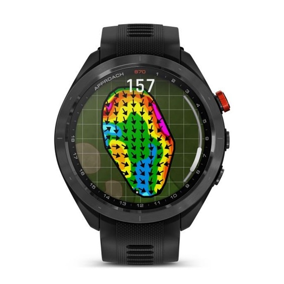 Garmin Approach S70 47 mm GPS zegarek golfowy, czarna ceramiczna luneta/czarny pasek silikonowy