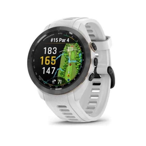 Garmin Approach S70 42 mm GPS zegarek golfowy, ceramiczna luneta czarna/pasek silikonowy biały
