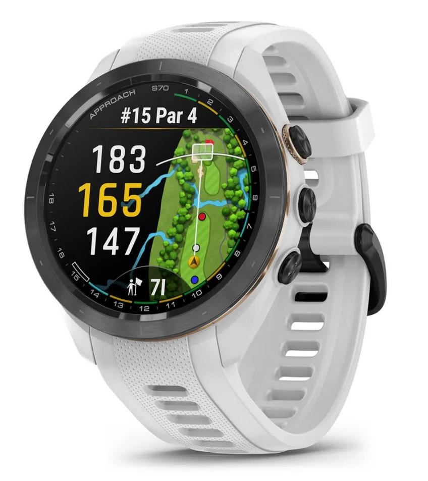 Garmin Approach S70 42 mm GPS zegarek golfowy, ceramiczna luneta czarna/pasek silikonowy biały
