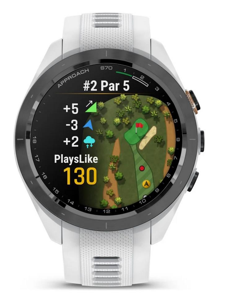 Garmin Approach S70 42 mm GPS zegarek golfowy, ceramiczna luneta czarna/pasek silikonowy biały