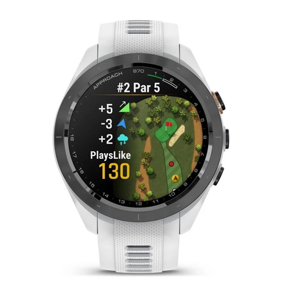 Garmin Approach S70 42 mm GPS zegarek golfowy, ceramiczna luneta czarna/pasek silikonowy biały