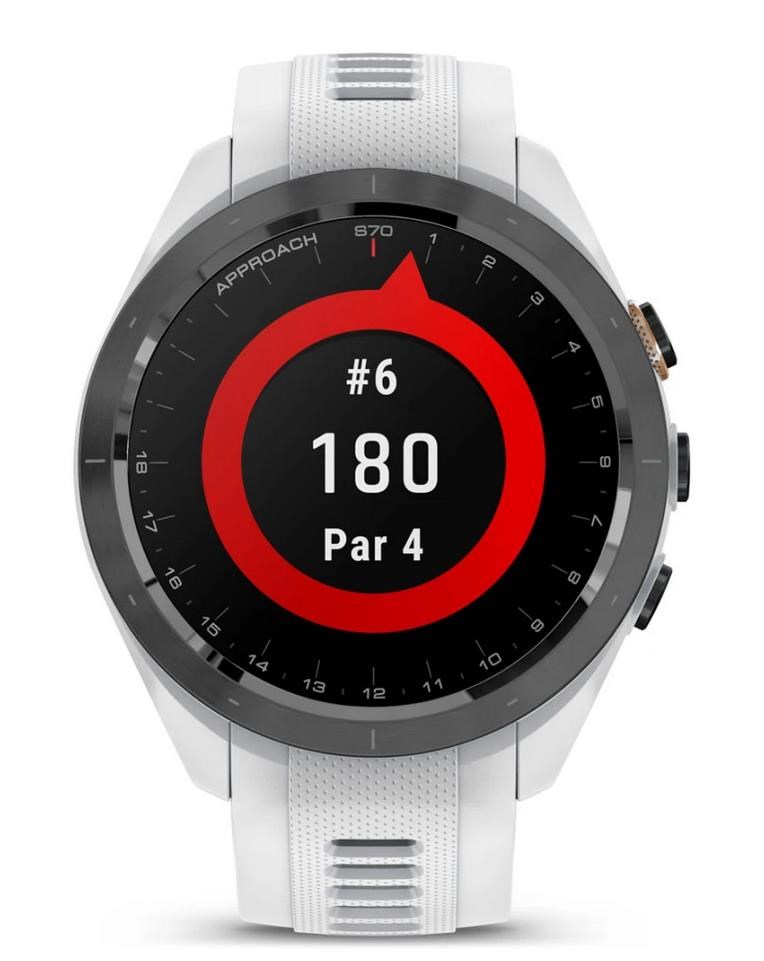Garmin Approach S70 42 mm GPS zegarek golfowy, ceramiczna luneta czarna/pasek silikonowy biały