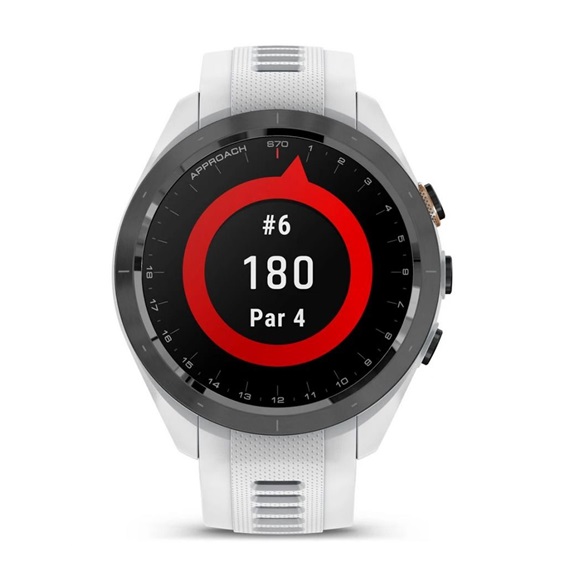 Garmin Approach S70 42 mm GPS zegarek golfowy, ceramiczna luneta czarna/pasek silikonowy biały