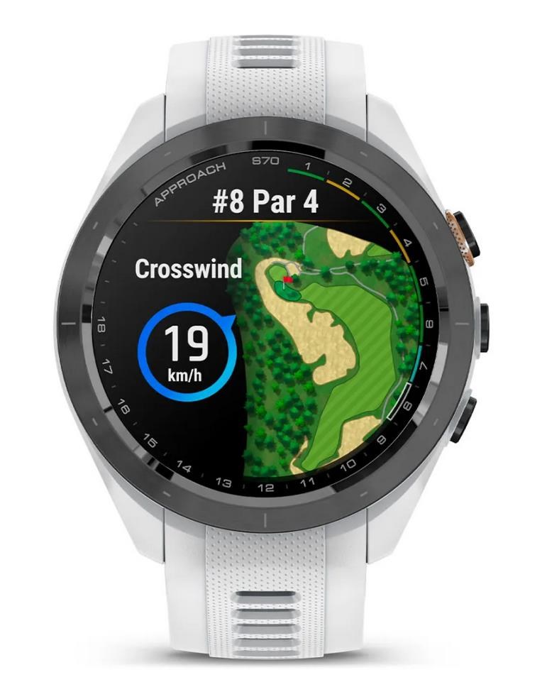 Garmin Approach S70 42 mm GPS zegarek golfowy, ceramiczna luneta czarna/pasek silikonowy biały