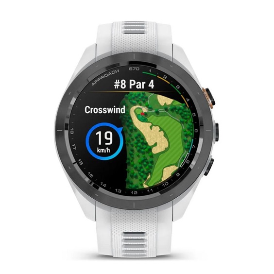 Garmin Approach S70 42 mm GPS zegarek golfowy, ceramiczna luneta czarna/pasek silikonowy biały