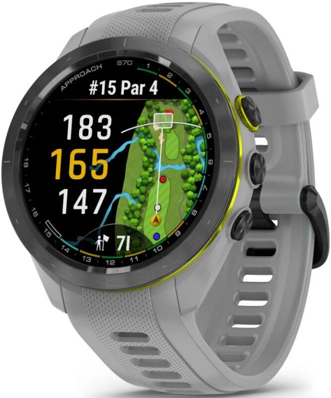Garmin Approach S70 42 mm zegarek GPS, czarna ceramiczna luneta/pasek Powder Grey