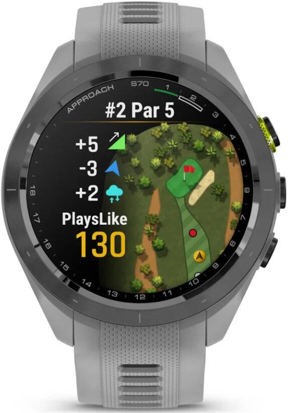 Garmin Approach S70 42 mm zegarek GPS, czarna ceramiczna luneta/pasek Powder Grey