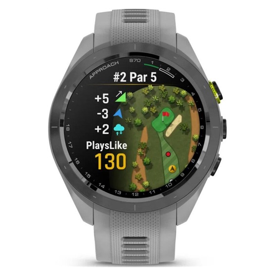 Garmin Approach S70 42 mm zegarek GPS, czarna ceramiczna luneta/pasek Powder Grey