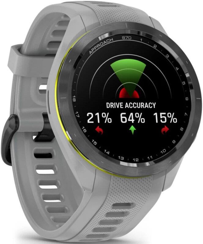 Garmin Approach S70 42 mm zegarek GPS, czarna ceramiczna luneta/pasek Powder Grey