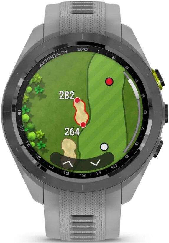 Garmin Approach S70 42 mm zegarek GPS, czarna ceramiczna luneta/pasek Powder Grey
