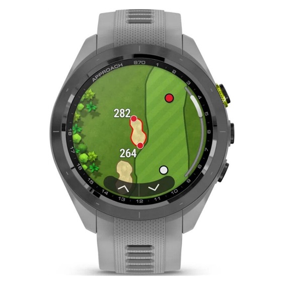 Garmin Approach S70 42 mm zegarek GPS, czarna ceramiczna luneta/pasek Powder Grey