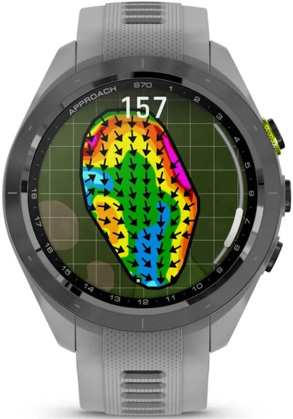 Garmin Approach S70 42 mm zegarek GPS, czarna ceramiczna luneta/pasek Powder Grey