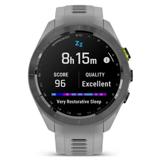 Garmin Approach S70 42 mm zegarek GPS, czarna ceramiczna luneta/pasek Powder Grey