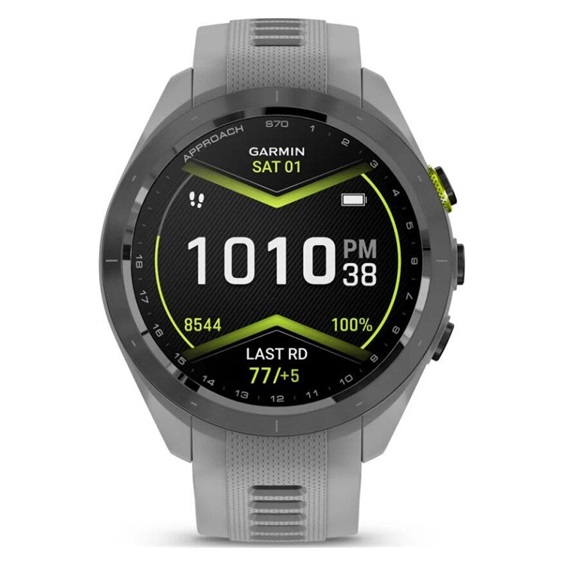 Garmin Approach S70 42 mm zegarek GPS, czarna ceramiczna luneta/pasek Powder Grey