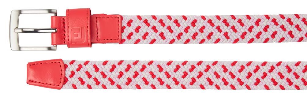 FootJoy Braided damski pasek, czerwono/biało/różowy