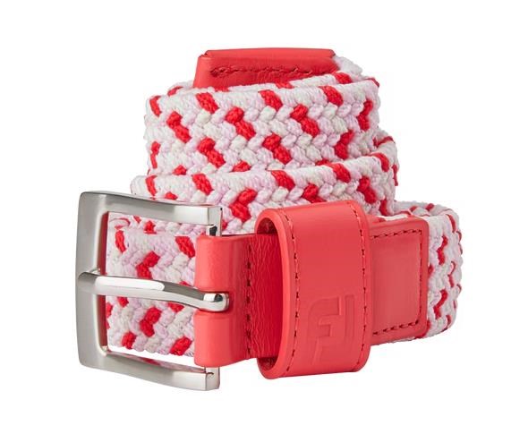 FootJoy Braided damski pasek, czerwono/biało/różowy