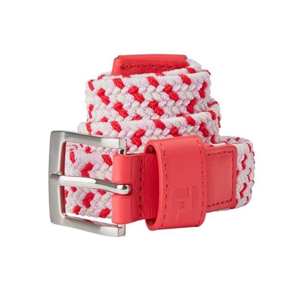 FootJoy Braided damski pasek, czerwono/biało/różowy