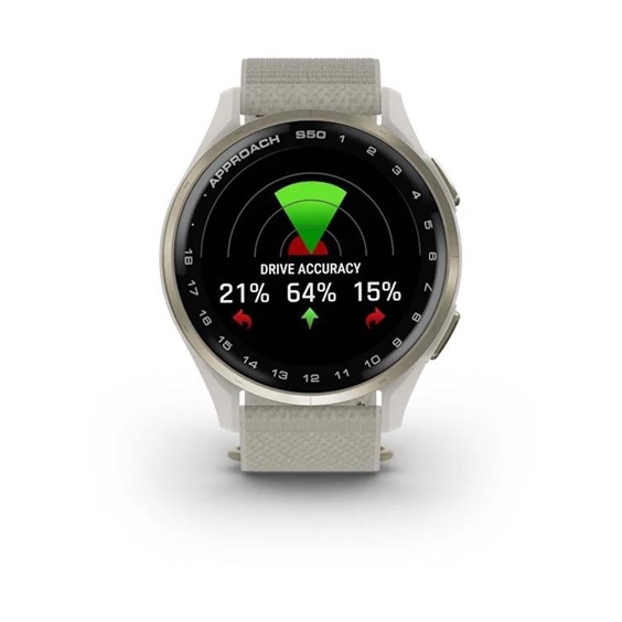 Garmin Approach S50 GPS zegarek, ivory nylon/cream gold aluminium