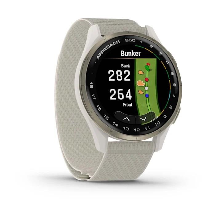 Garmin Approach S50 GPS zegarek, ivory nylon/cream gold aluminium