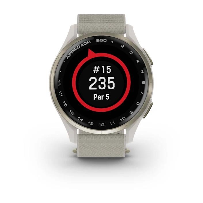 Garmin Approach S50 GPS zegarek, ivory nylon/cream gold aluminium