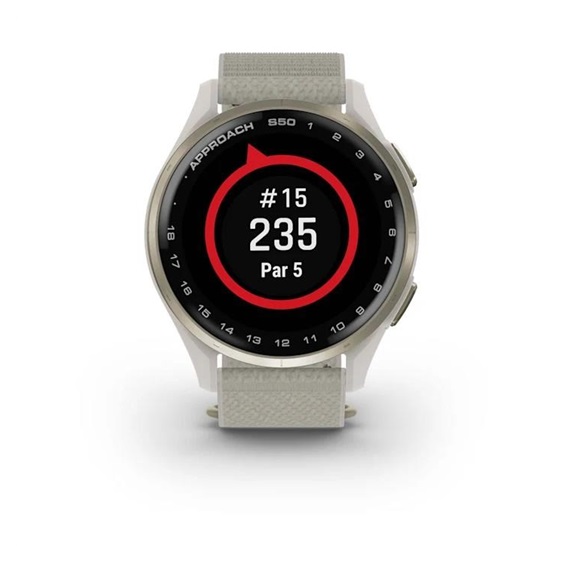 Garmin Approach S50 GPS zegarek, ivory nylon/cream gold aluminium