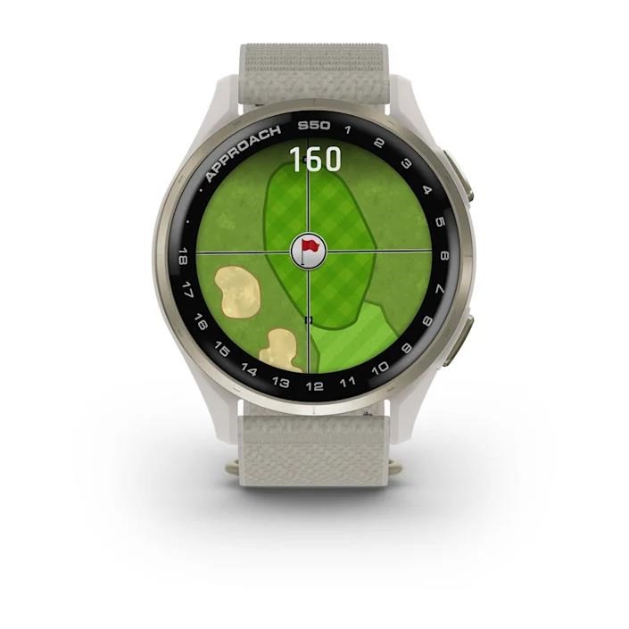 Garmin Approach S50 GPS zegarek, ivory nylon/cream gold aluminium