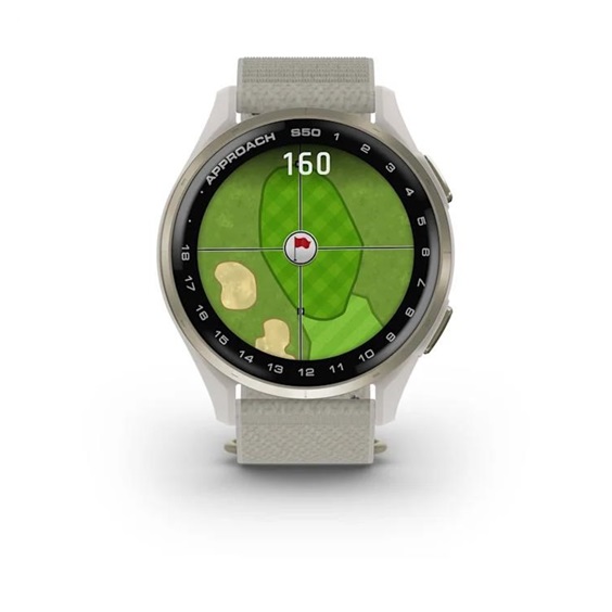 Garmin Approach S50 GPS zegarek, ivory nylon/cream gold aluminium