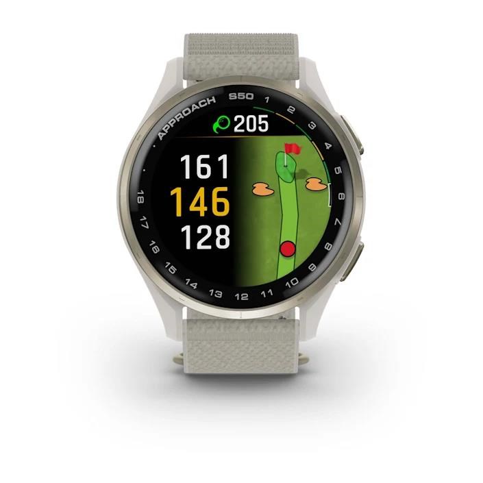 Garmin Approach S50 GPS zegarek, ivory nylon/cream gold aluminium