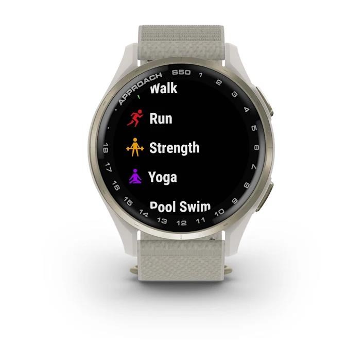 Garmin Approach S50 GPS zegarek, ivory nylon/cream gold aluminium