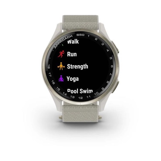 Garmin Approach S50 GPS zegarek, ivory nylon/cream gold aluminium