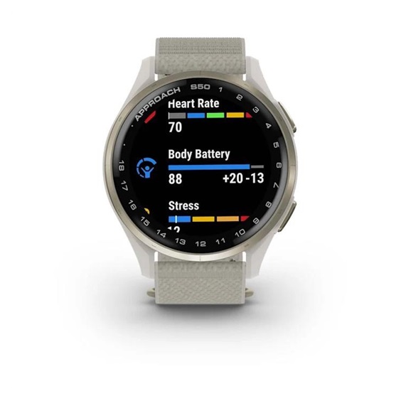 Garmin Approach S50 GPS zegarek, ivory nylon/cream gold aluminium