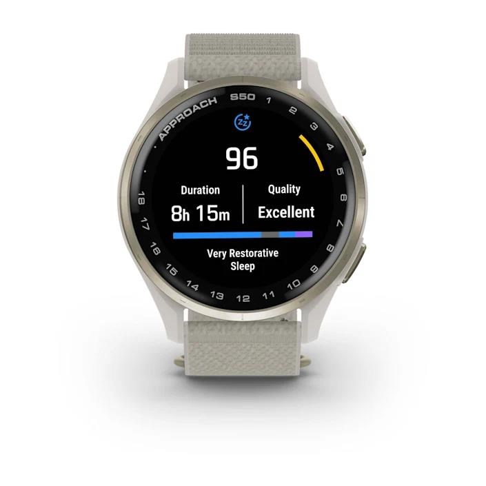 Garmin Approach S50 GPS zegarek, ivory nylon/cream gold aluminium