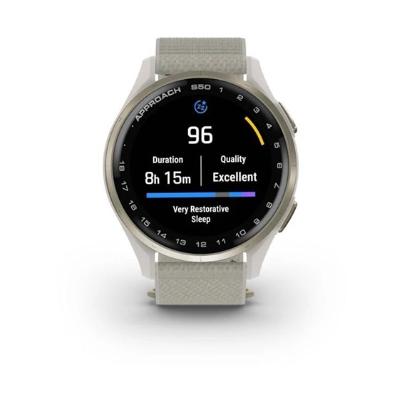 Garmin Approach S50 GPS zegarek, ivory nylon/cream gold aluminium