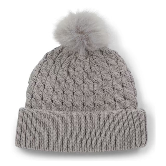 Titleist Cable Knit Pom Pom damska czapka zimowa, szara