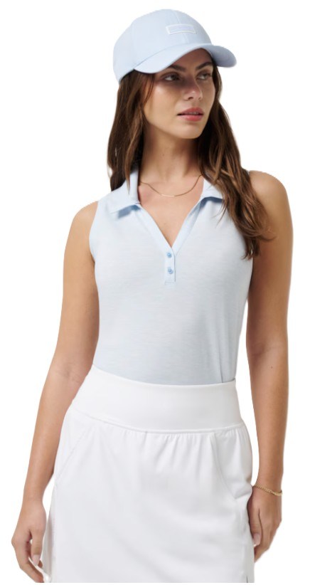 Travis Mathew Featherweight Active 2.0 damskie polo bez rękawów, niebieskie