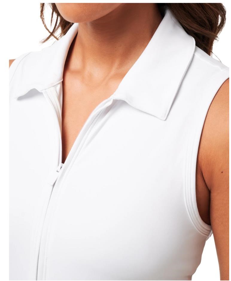 Travis Mathew Moveknit Sleeveless Polo damska sukienka, biała