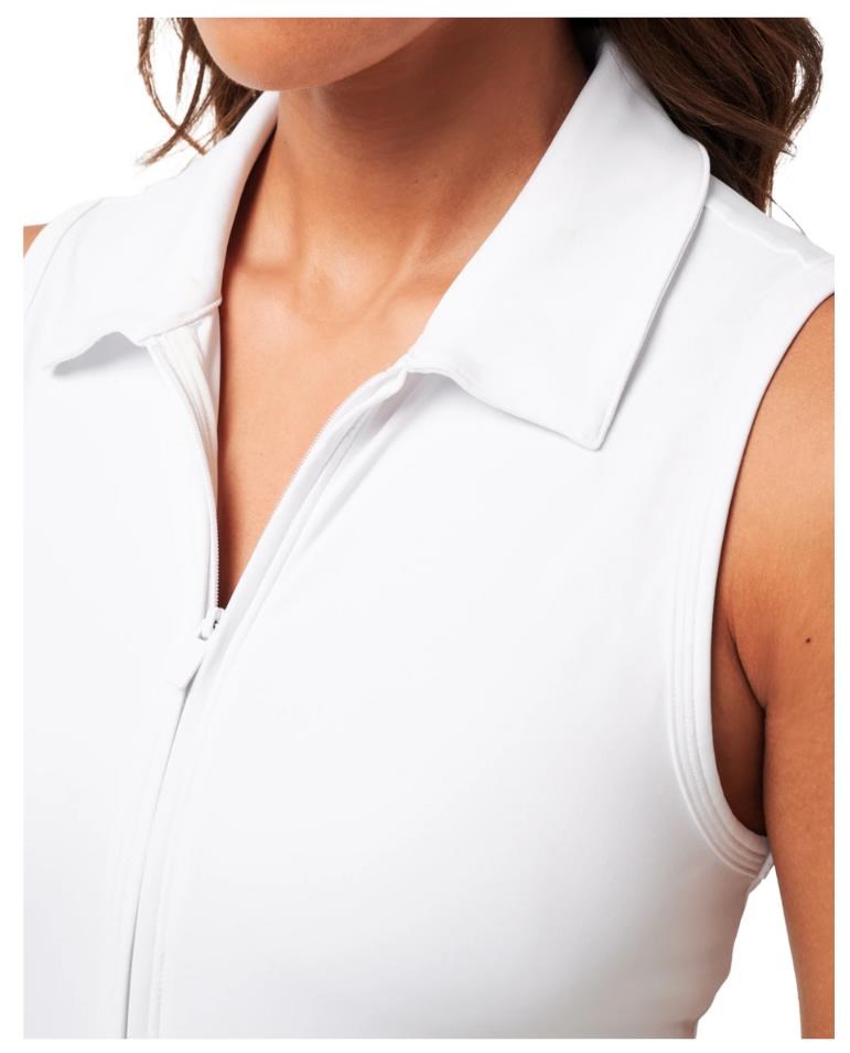 Travis Mathew Moveknit Sleeveless Polo damska sukienka, biała