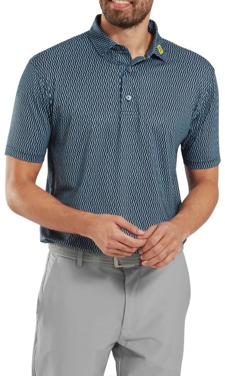 FootJoy Wiggle Print Lisle męskie polo, granatowy/szary/biały