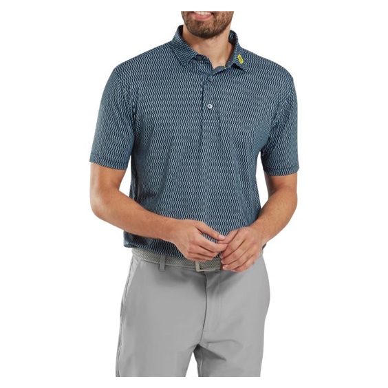 FootJoy Wiggle Print Lisle męskie polo, granatowy/szary/biały