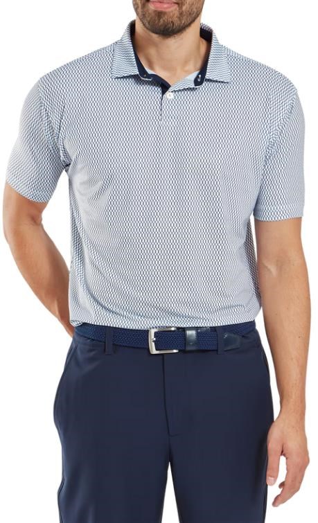 FootJoy Irongate Print Lisle męskie polo, biały/granatowy
