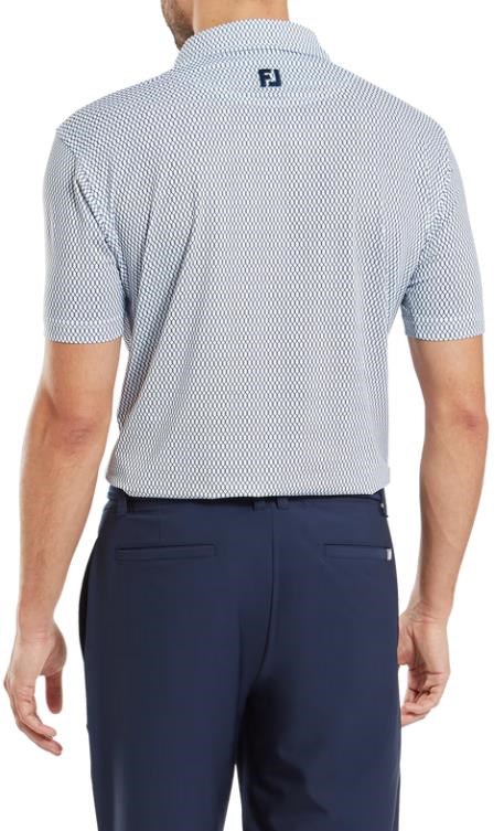 FootJoy Irongate Print Lisle męskie polo, biały/granatowy