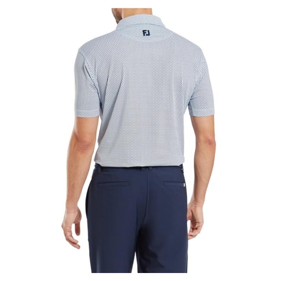 FootJoy Irongate Print Lisle męskie polo, biały/granatowy